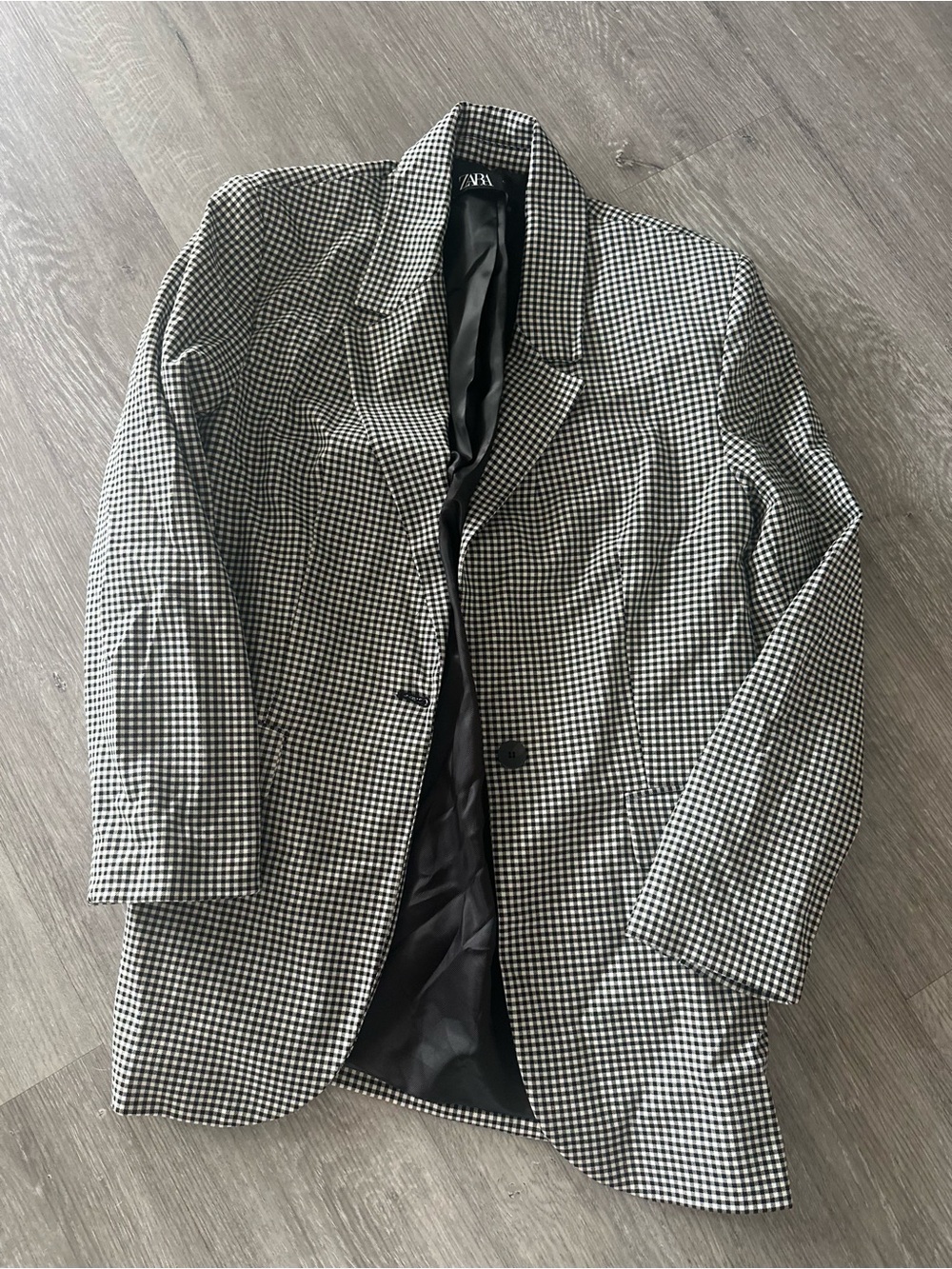Zara Black & White Checked Blazer Jacket